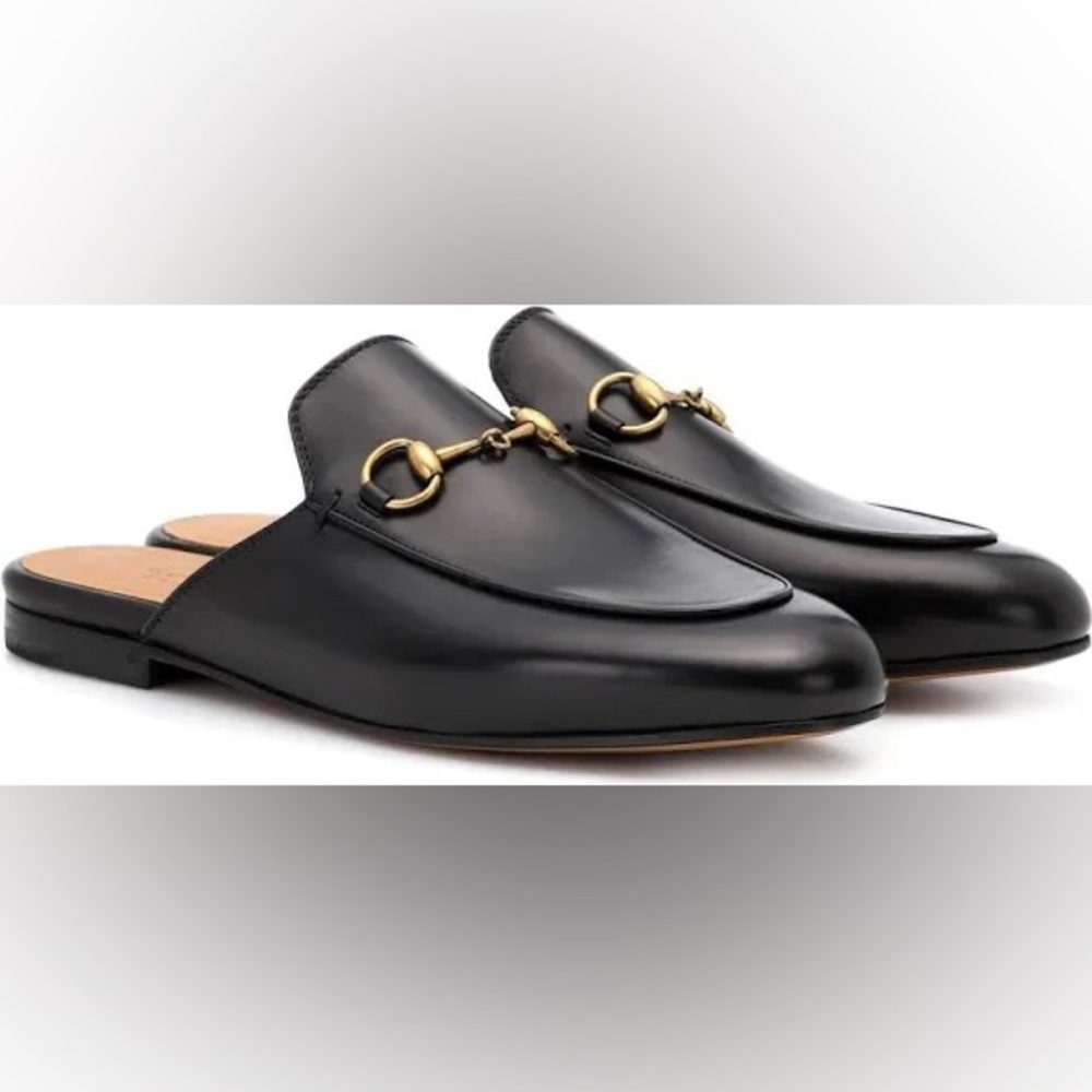 Gucci Princetown Horsebit Leather Flat Mules / Slides - size 37.5 / 7
